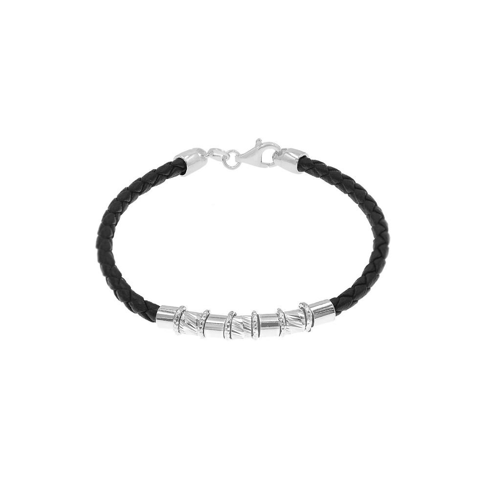 Pulsera Baliq Rodio De Cuero Plata 925