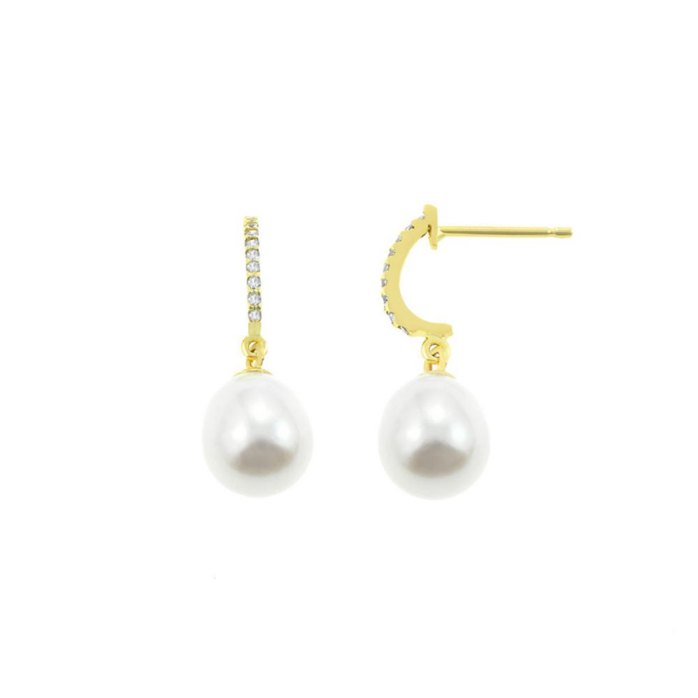 Aretes Baliq Perlas Oro 18K
