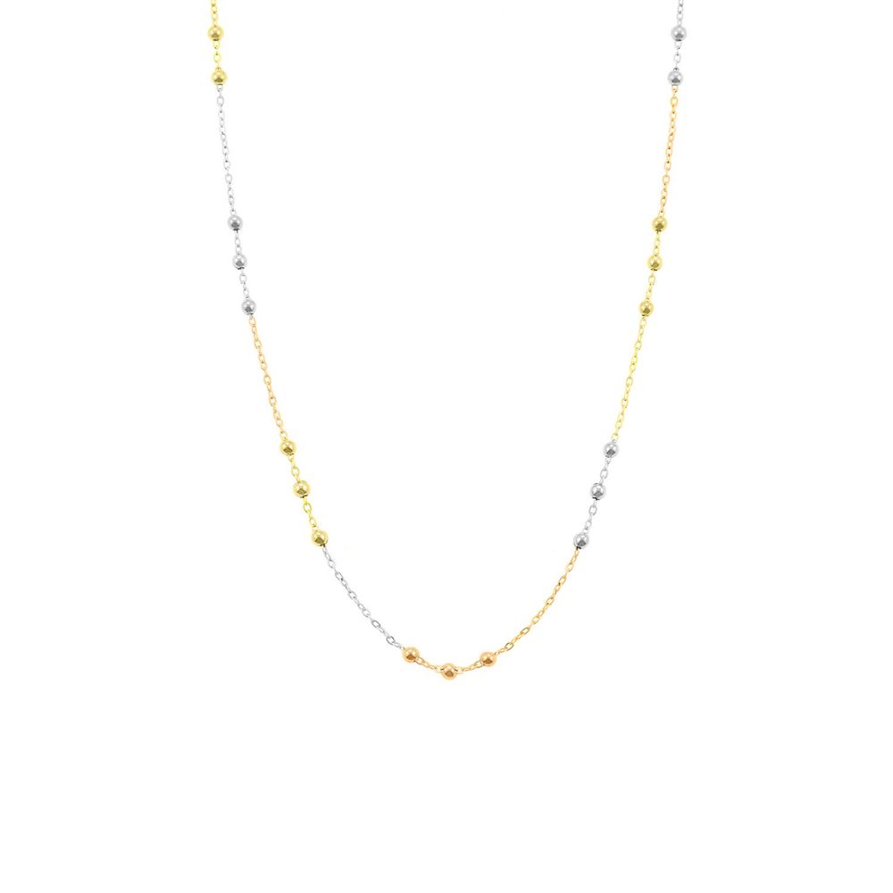 Collar Baliq Bolitas Dos Colores Oro 18K