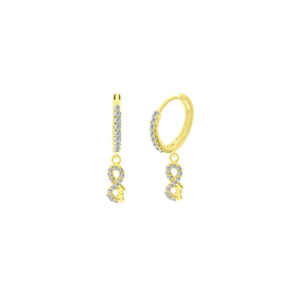Aretes Baliq Colgantes Infinito Oro 18K