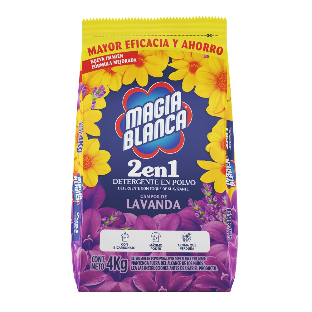 Detergente en Polvo MAGIA BLANCA Lavanda Bolsa 4Kg