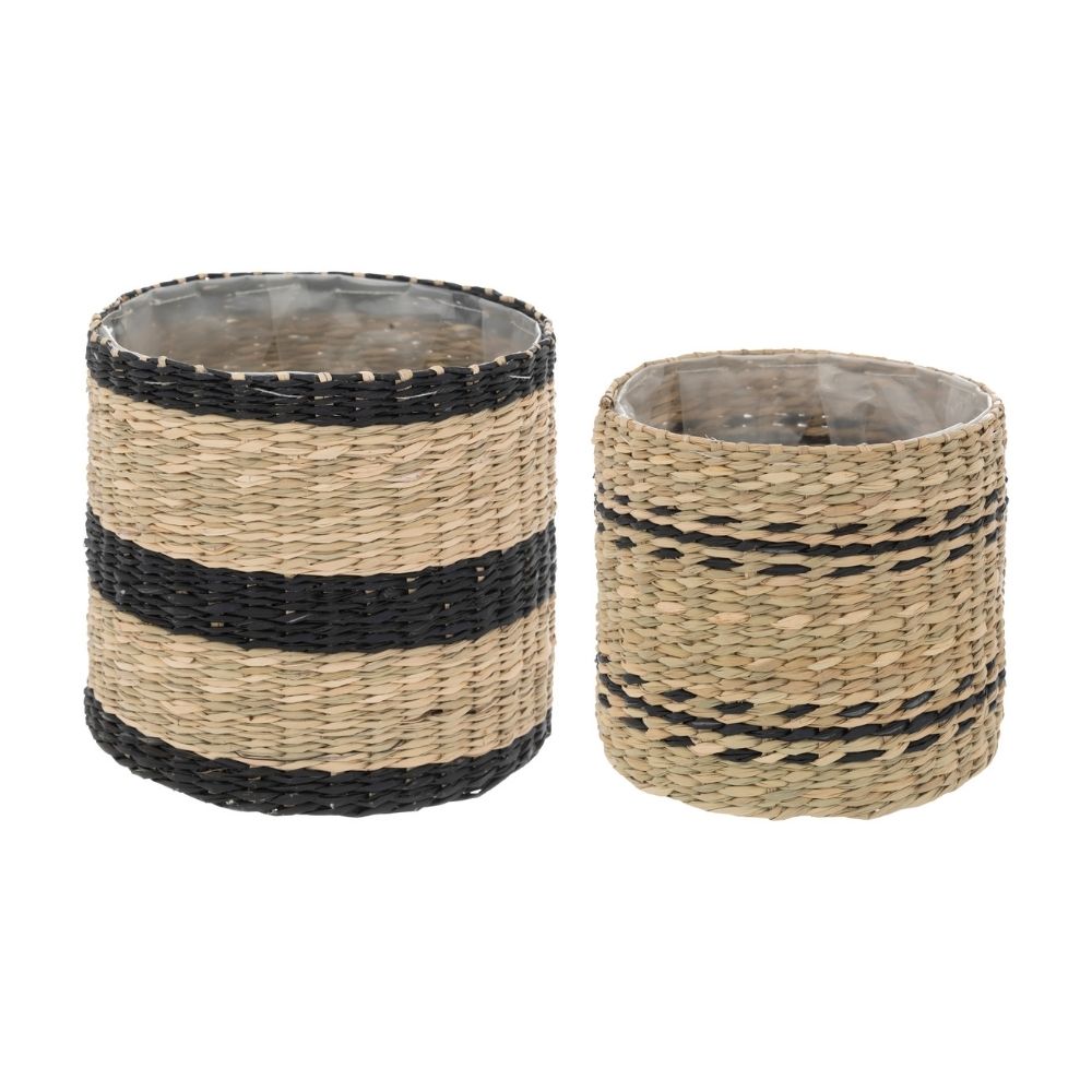Canasta Porta Maceta Natural+black x 2 unidades  Atmosphera