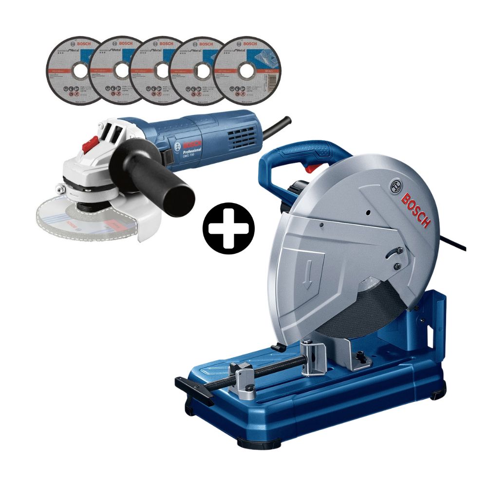 COMBO Amoladora GWS 41/2" 710W 220V y 5 discos + Tronzadora 2400W GCO 14-24 y 6 discos Bosch