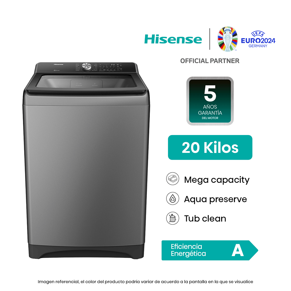 Lavadora Hisense Carga Superior 20KG WT3T2023UT  Gris