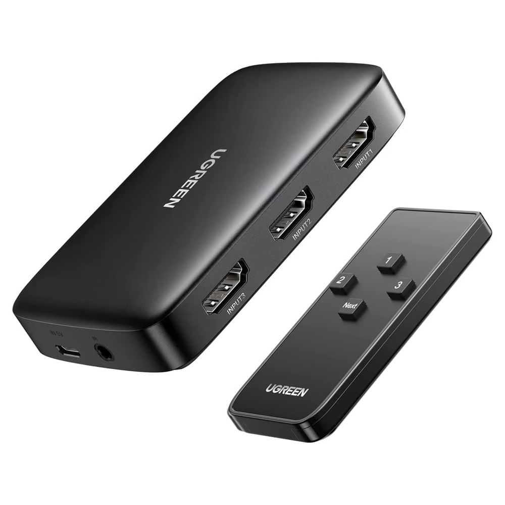 Switch HDMI 3 Puertos 4K 30Hz 3D HDR UGREEN con Control HDCP 1.4
