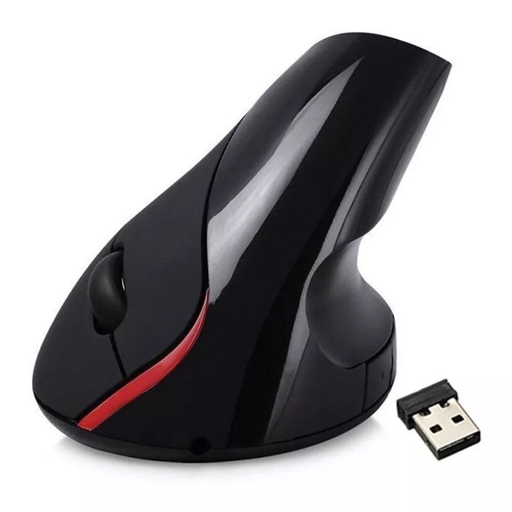 Mouse Vertical Inalambrico Ergonómico Usb Recargable Negro