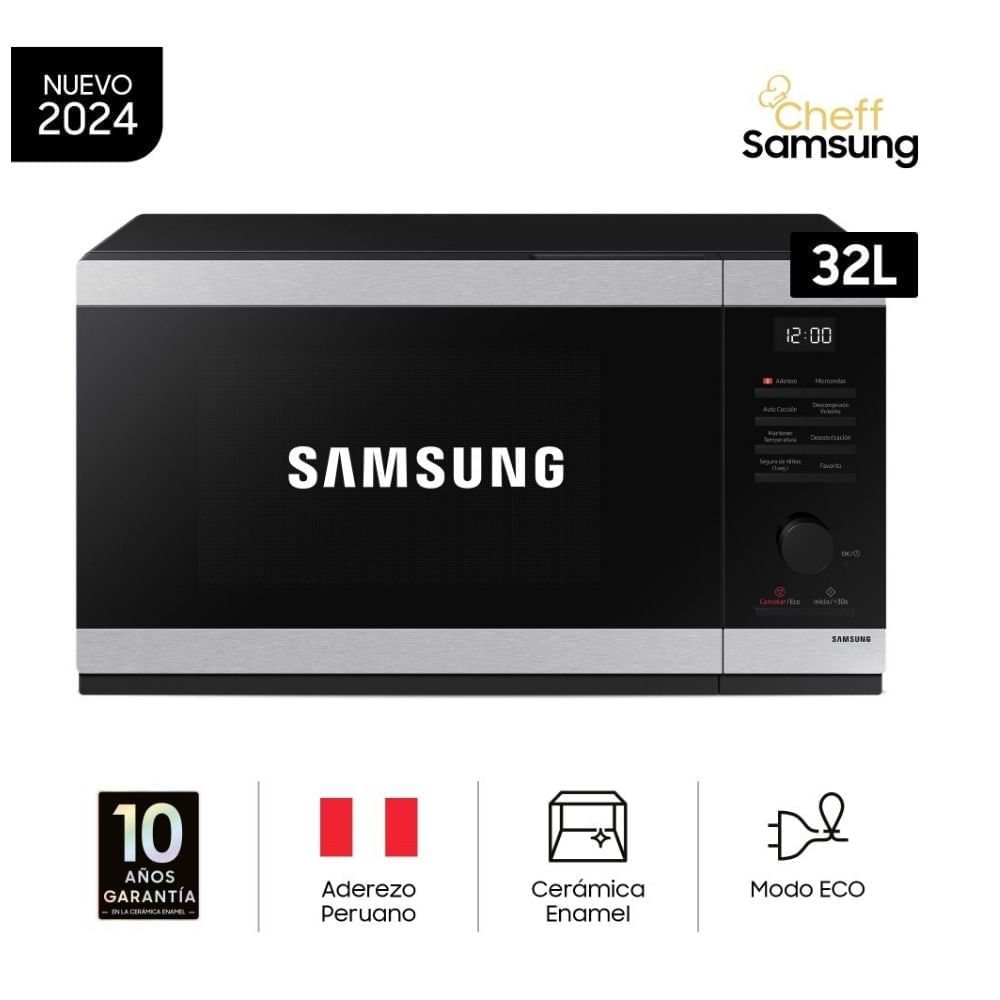 Horno Microondas Samsung MS32DG4504ATPE 32L Acero Inoxidable Negro Brillante
