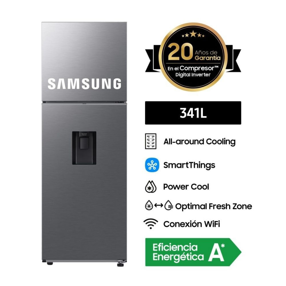 Refrigeradora Samsung RT35DG5720S9PE Top Freezer Digital Inverter 341L Plata