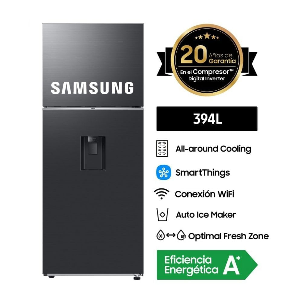 Refrigeradora Samsung RT42DG6770B1PE Digital Inverter 394L Negro | Optimal Fresh