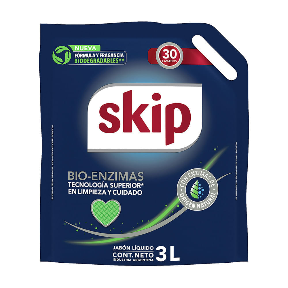 Detergente Liquido Skip 3L Aroma Perfumado Doypack Azul