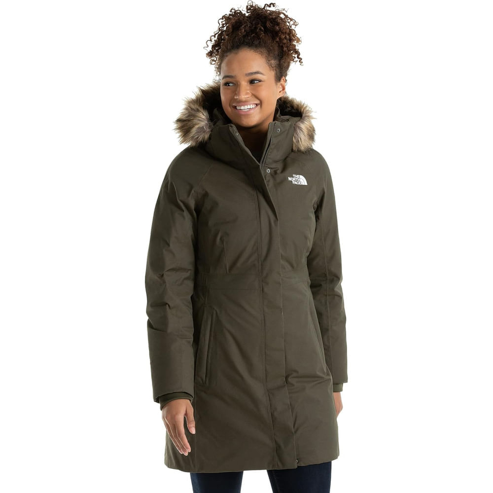 Casaca The North Face larga con capucha para mujer Verde L