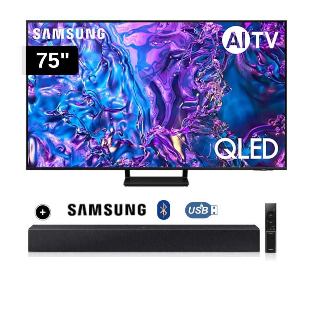 Televisor Samsung QLED 75 Tizen OS Smart Tv 4K 75Q70D + Soundbar HW C400