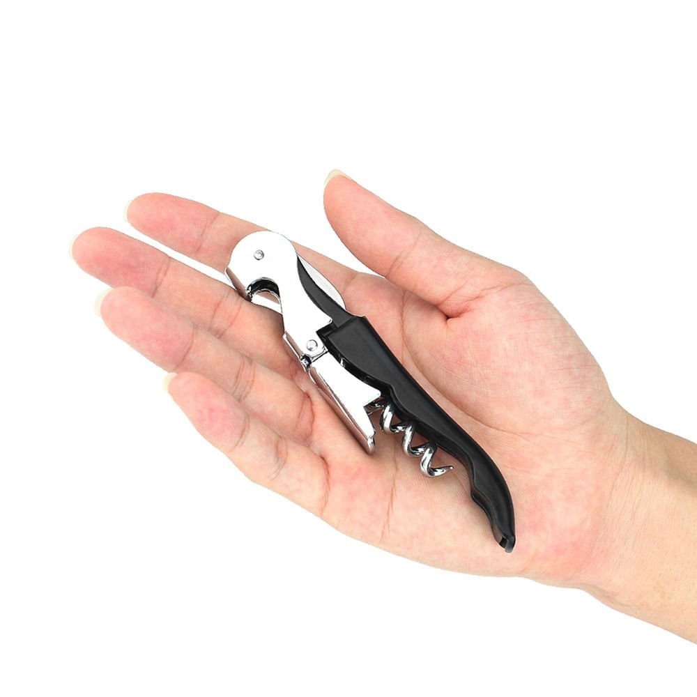 Sacacorchos de Vino 2 Tiempos Acero Inoxidable Color Negro x 70 Gramos