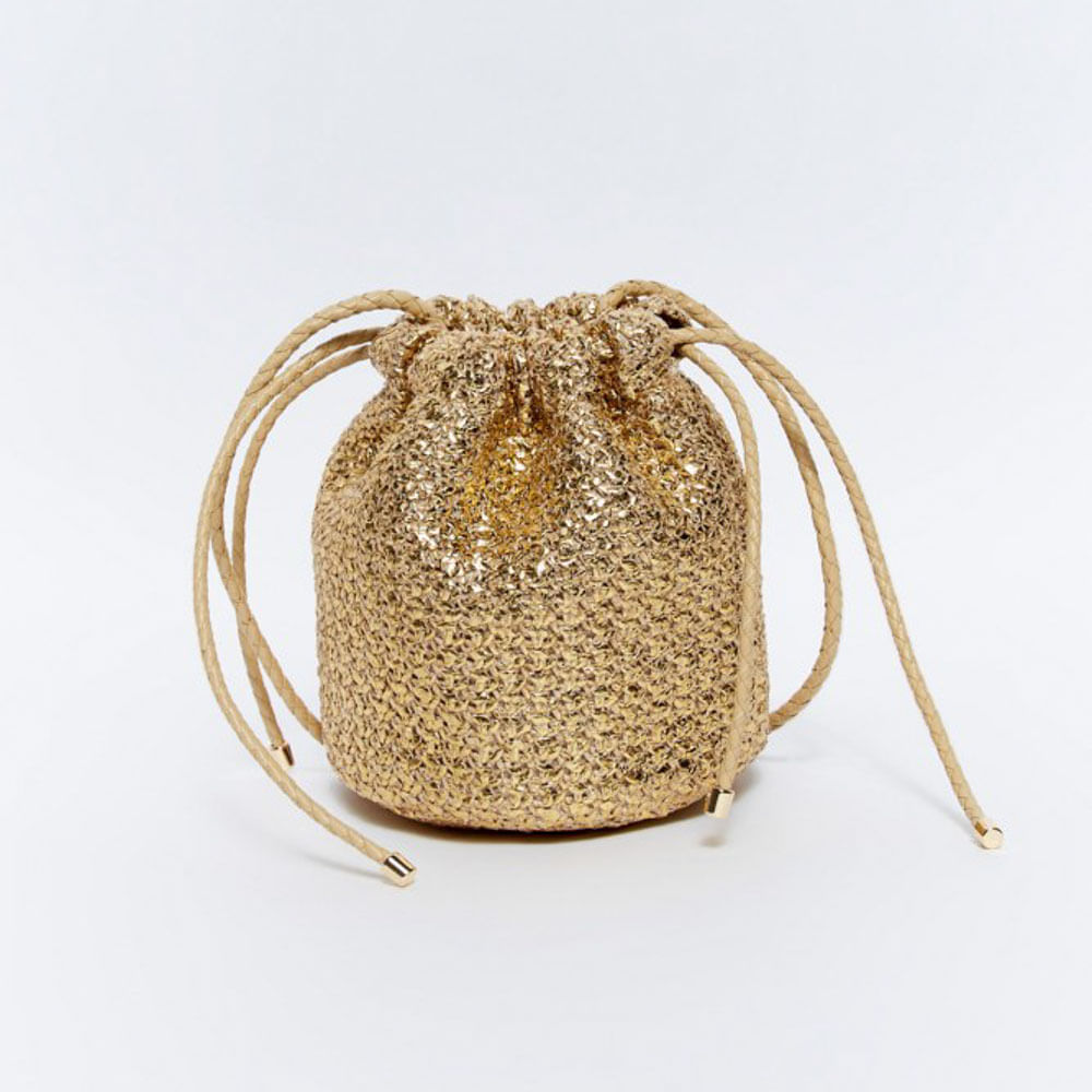 Bolso Sfera Mujer Rafia Cordón Oro