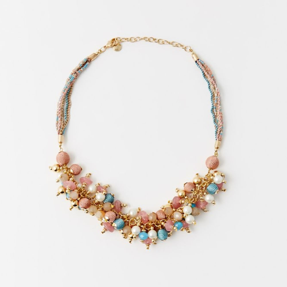 Collar Sfera Mujer Choker Cuentas Multicolor