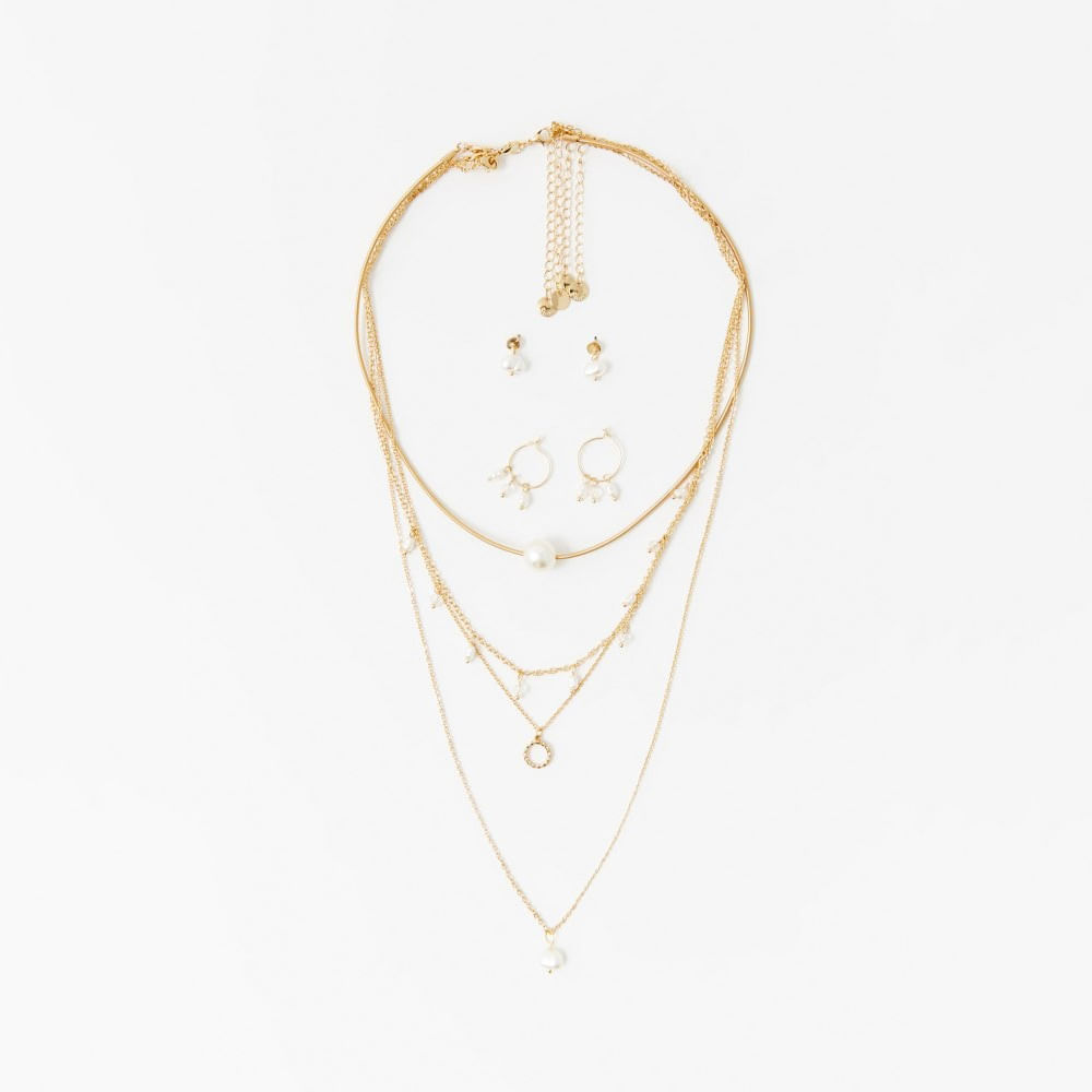 Conjunto Sfera Mujer Metal Perlas Oro