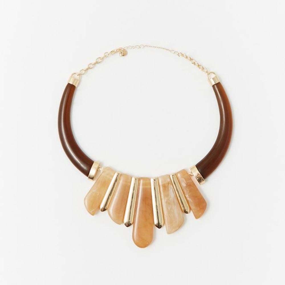 Collar Sfera Mujer Choker Resina Piezas Marron