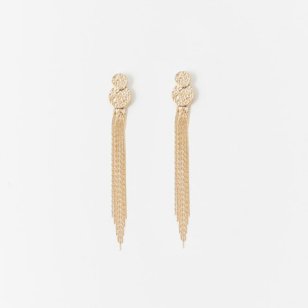 Aretes Sfera Mujer Flecos Metal Oro