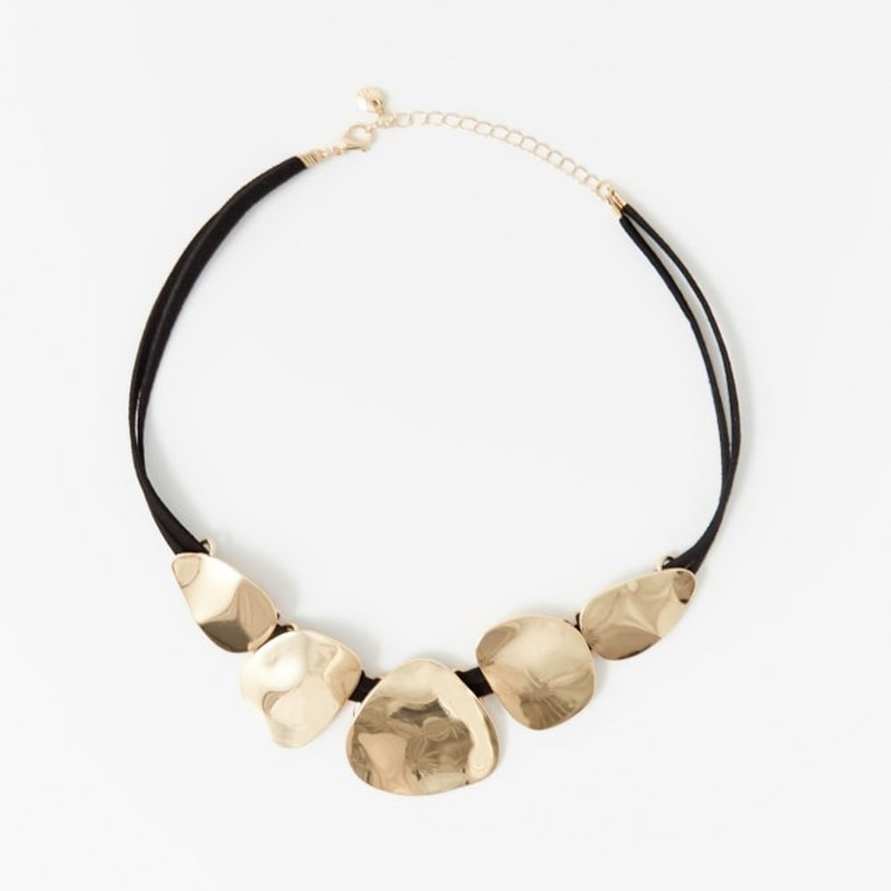 Collar Sfera Mujer Choker Chapas Cordones Oro