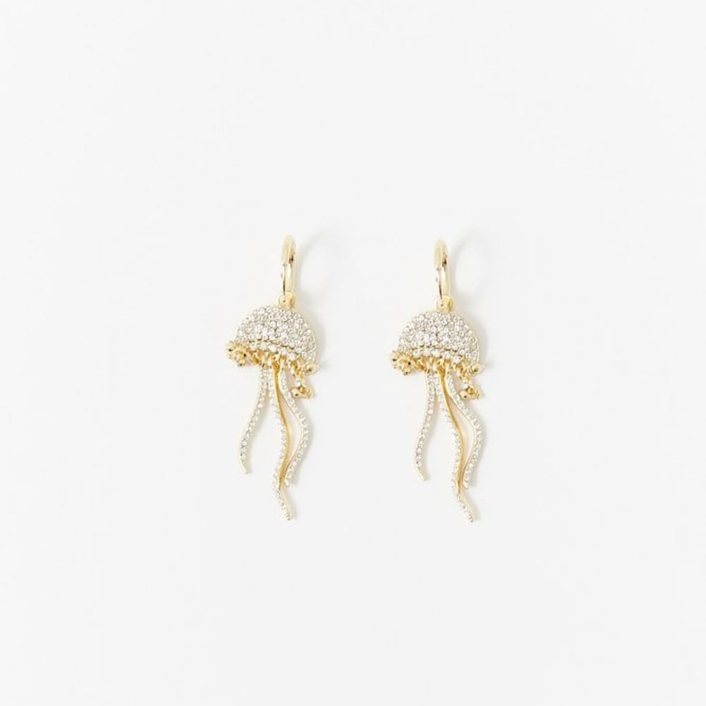 Aretes Sfera Mujer Medusas Brillos Oro