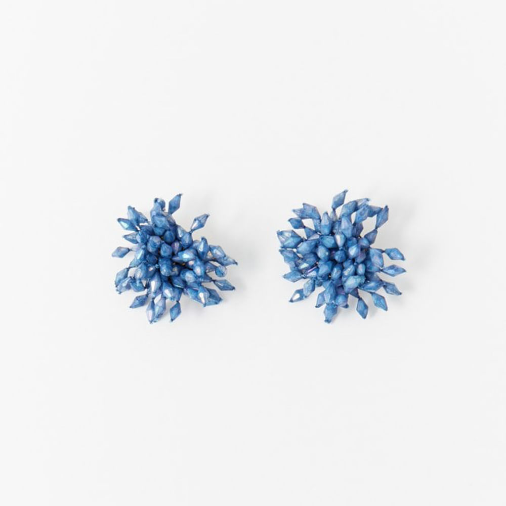 Aretes Sfera Mujer Cuentas Azul