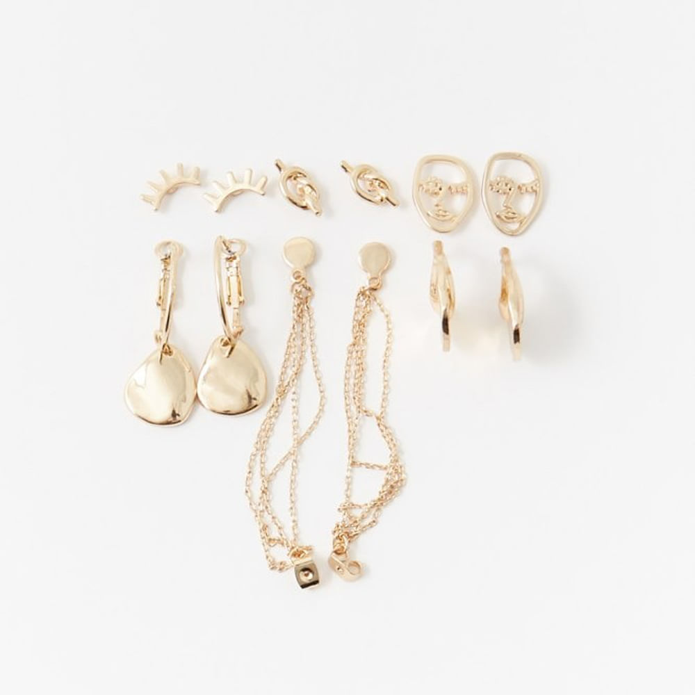 Set Sfera Mujer de Aretes Caras Oro