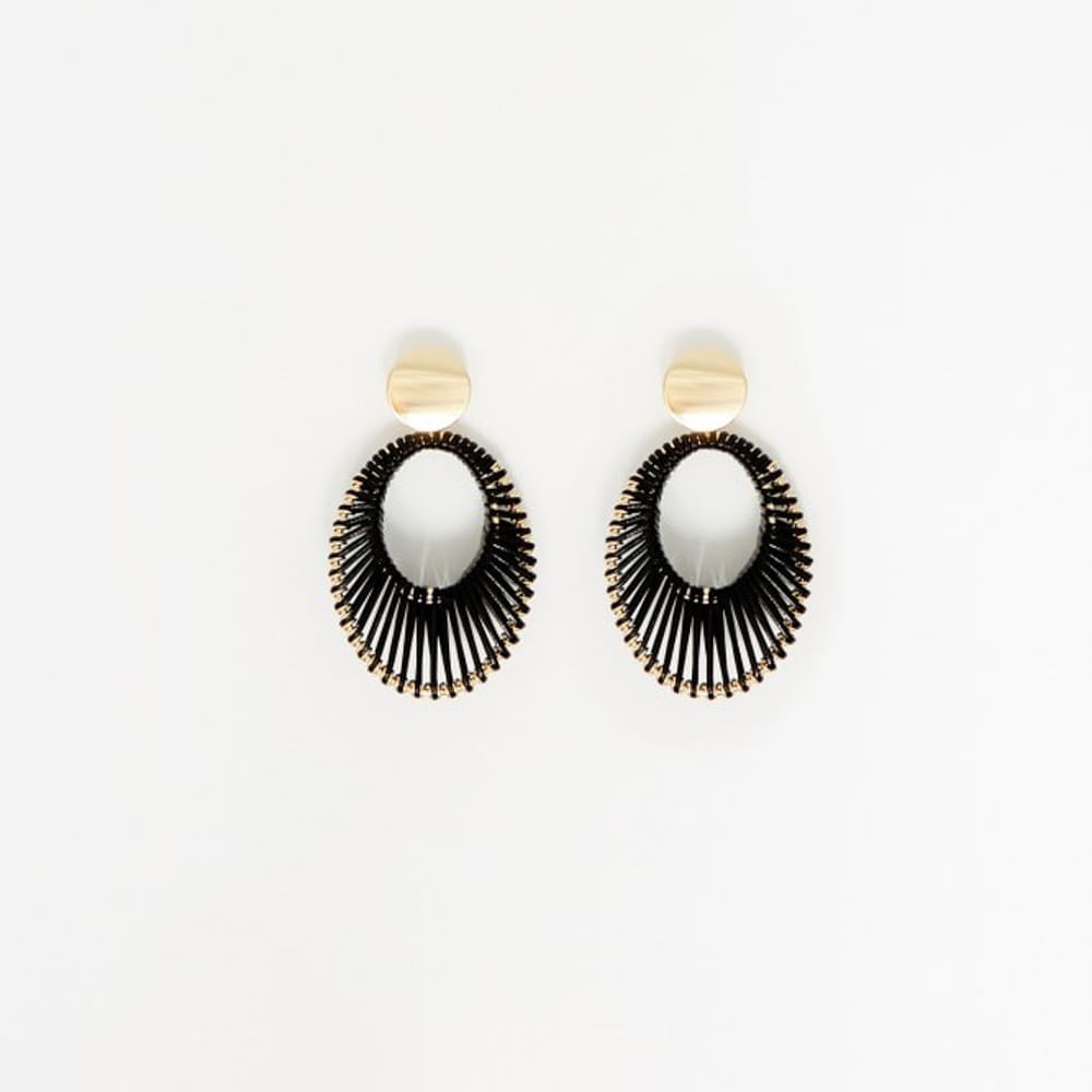 Aretes Sfera Mujer 3D Cuerda Negro