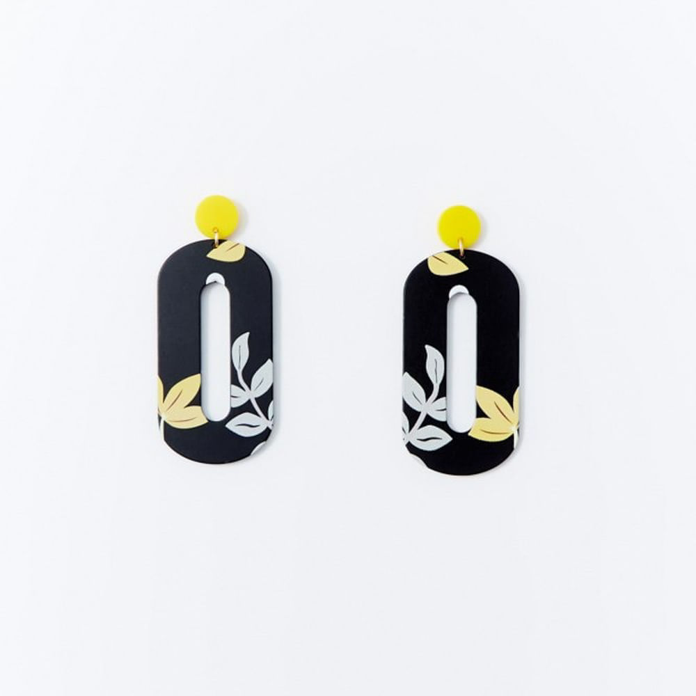 Aretes Sfera Mujer Estampados Ovales Negro