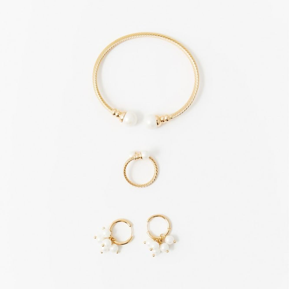 Set Sfera Mujer de Pulsera y Aretes Perlas Blanco