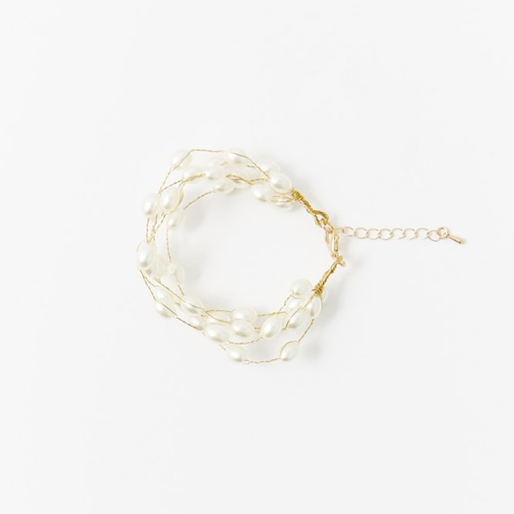 Pulsera Sfera Mujer Perlas Cables Blanco