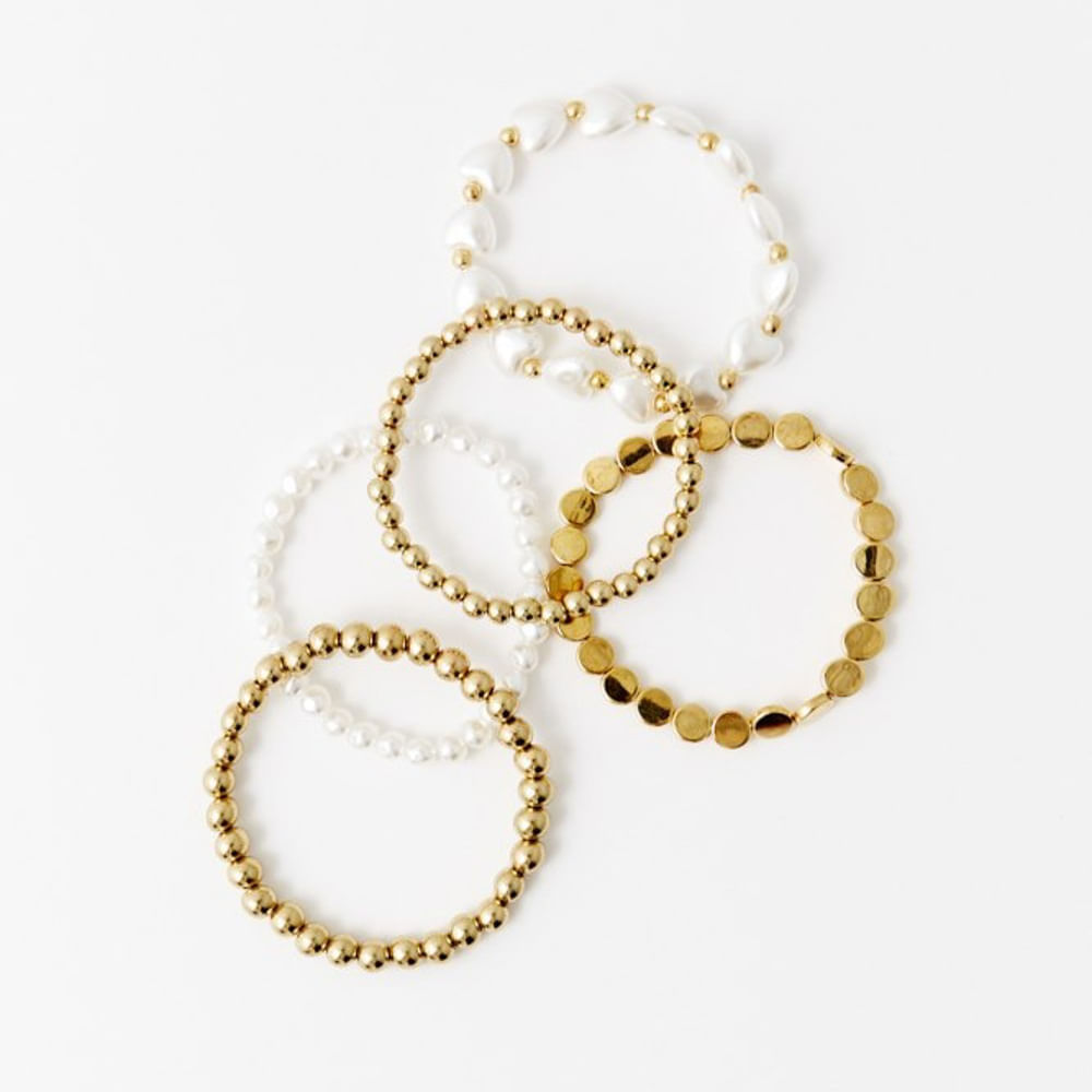 Set Sfera Mujer Pulseras Perlas Blanco