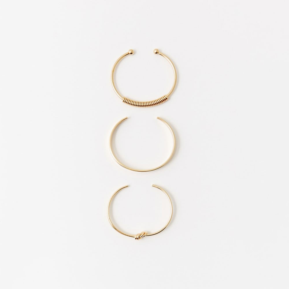 Set Sfera Mujer Rigidas Metal Oro