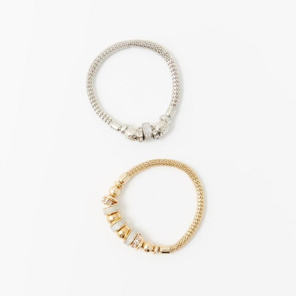 Set Sfera Mujer Pulseras Abalorios Oro