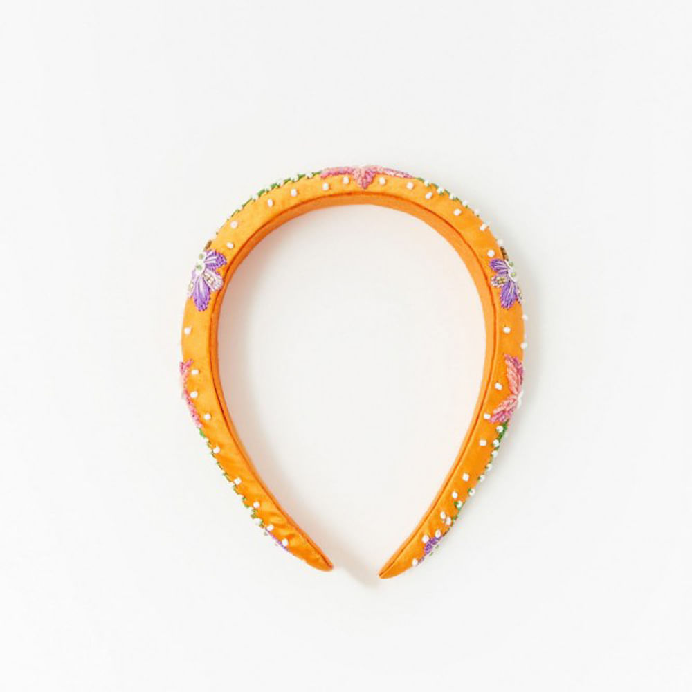 Corona Sfera Mujer Volumen Bordada Naranja