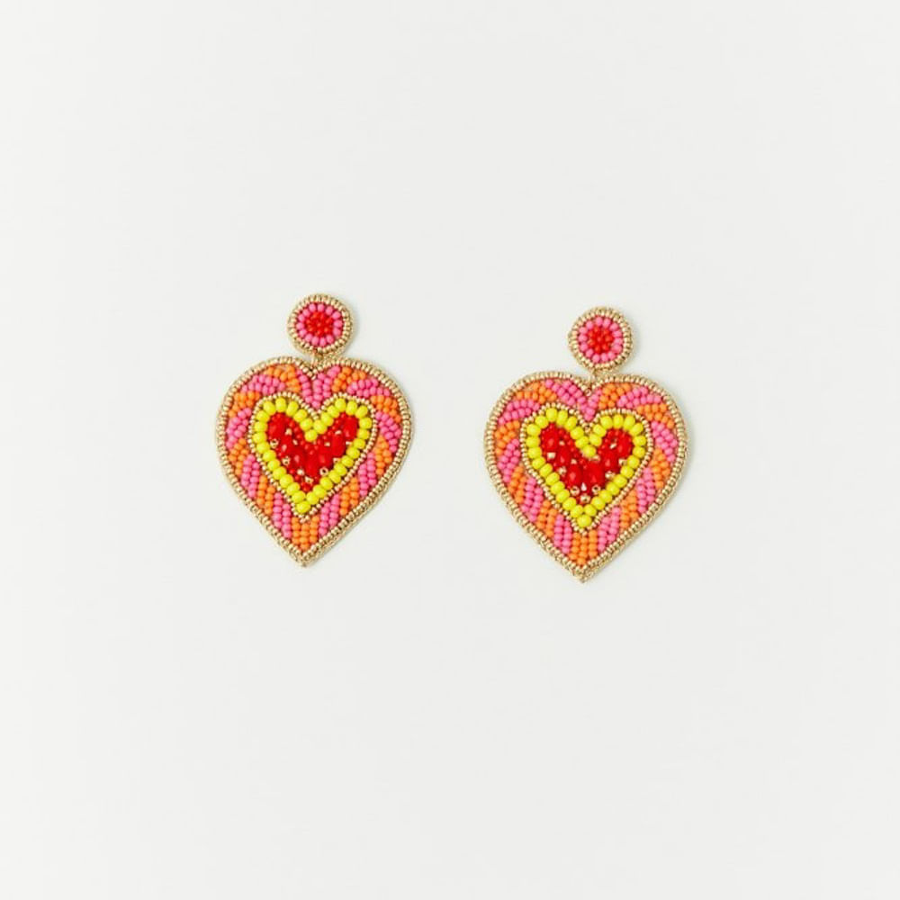 Aretes Sfera Mujer Cuentas Corazones Rojo