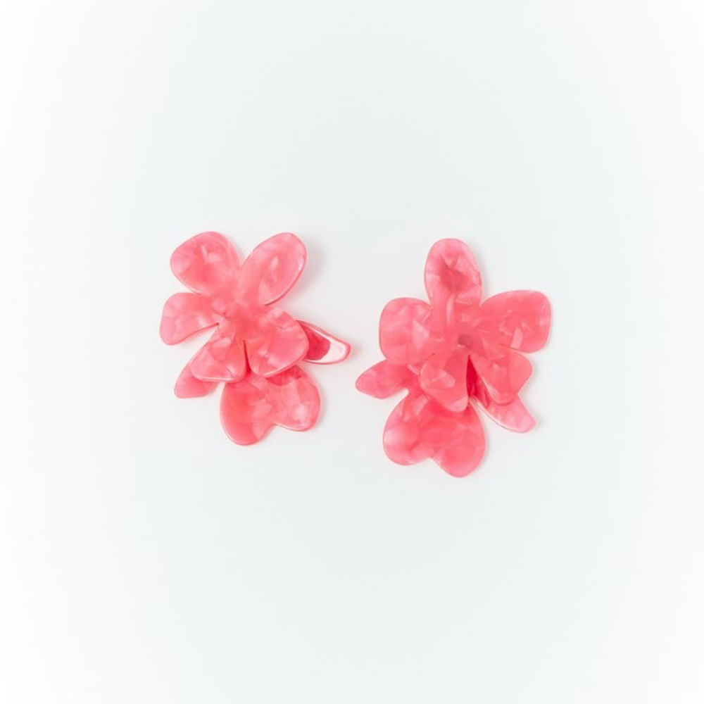 Aretes Sfera Mujer Maxiflor Resina Rosa