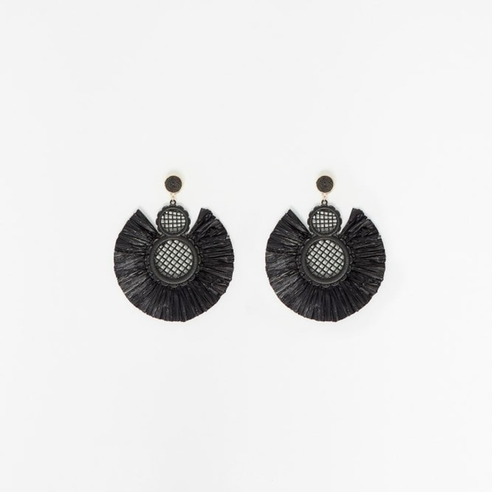 Aretes Sfera Mujer Rafia Herradura Negro