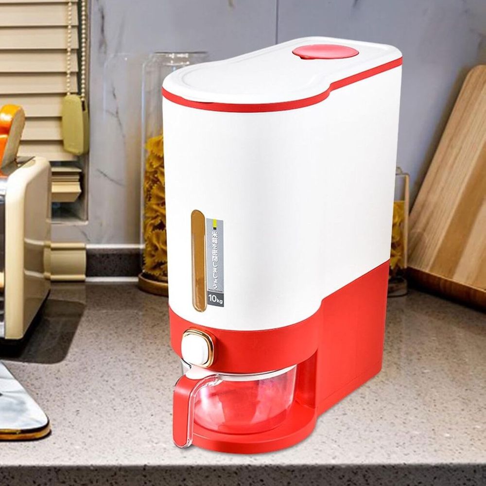 Dispensador de Arroz, Menestras Gran Capacidad 10KG Color Rojo