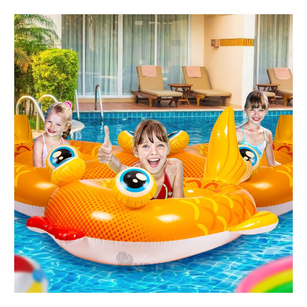 Flotador Inflable de Color Amarillo Y+Stickers