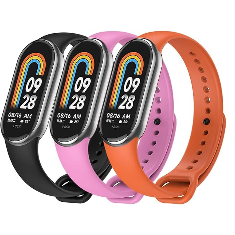 Correa de silicona para Xiaomi mi band 8 - PACK DE 3 CORREAS