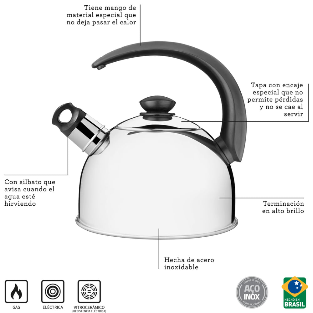 Tetera con Silbato de Acero Inoxidable 2,1 L Tramontina Tetera con Silbato de Acero Inoxidable 2,1 L Tramontina Tetera con Silbato de Acero Inoxidable 2,1 L Tramontina Tetera con Silbato de Acero Inoxidable 2,1 L Tramontina