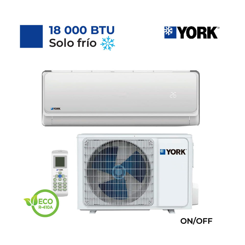 Aire Acondicionado York Split Pared De 18,000 Btu/H On/Off Frío Solo