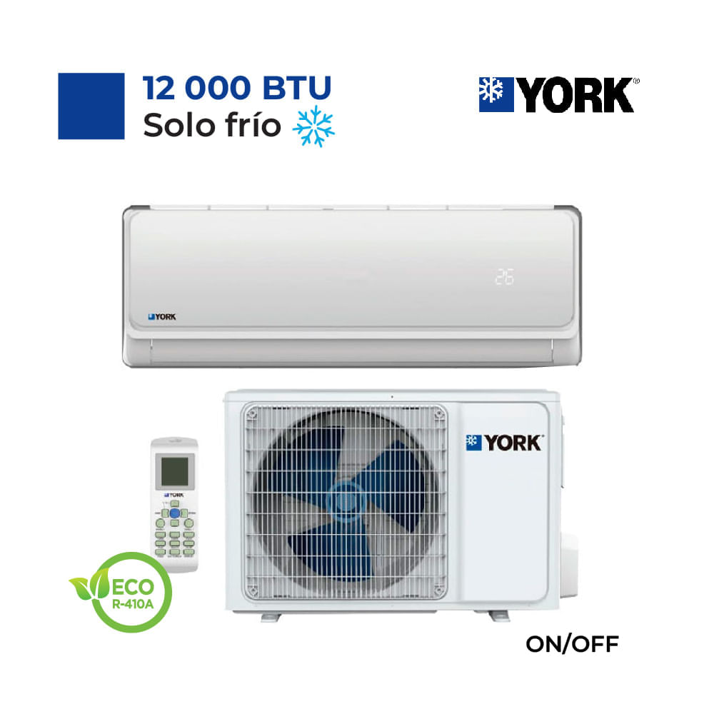 Aire Acondicionado York Split Pared De 12,000 Btu/H On/Off Frío Solo