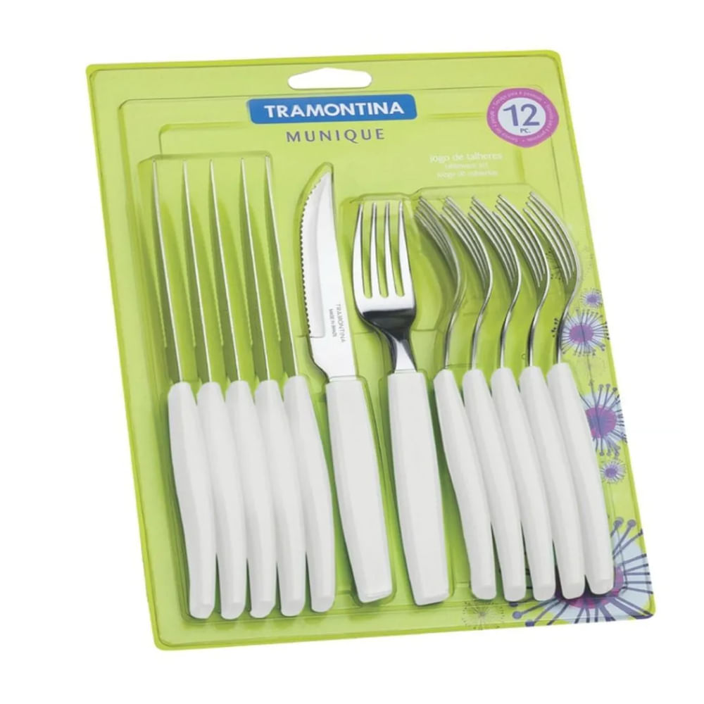 Jgo De Cubiertos X 12 Munique Blanco Tramontina