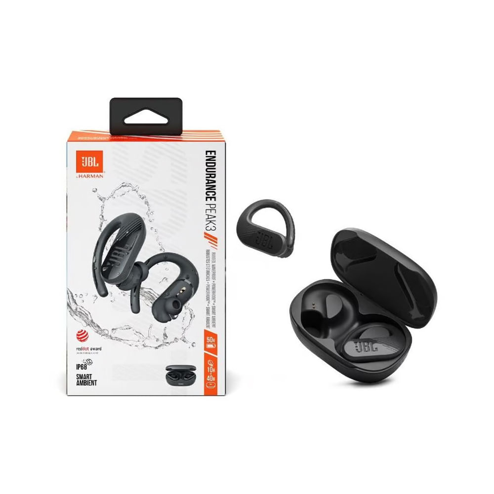 Auriculares JBL Endurance Peak 3 - Auriculares inalámbricos con micro - en oreja - Negro