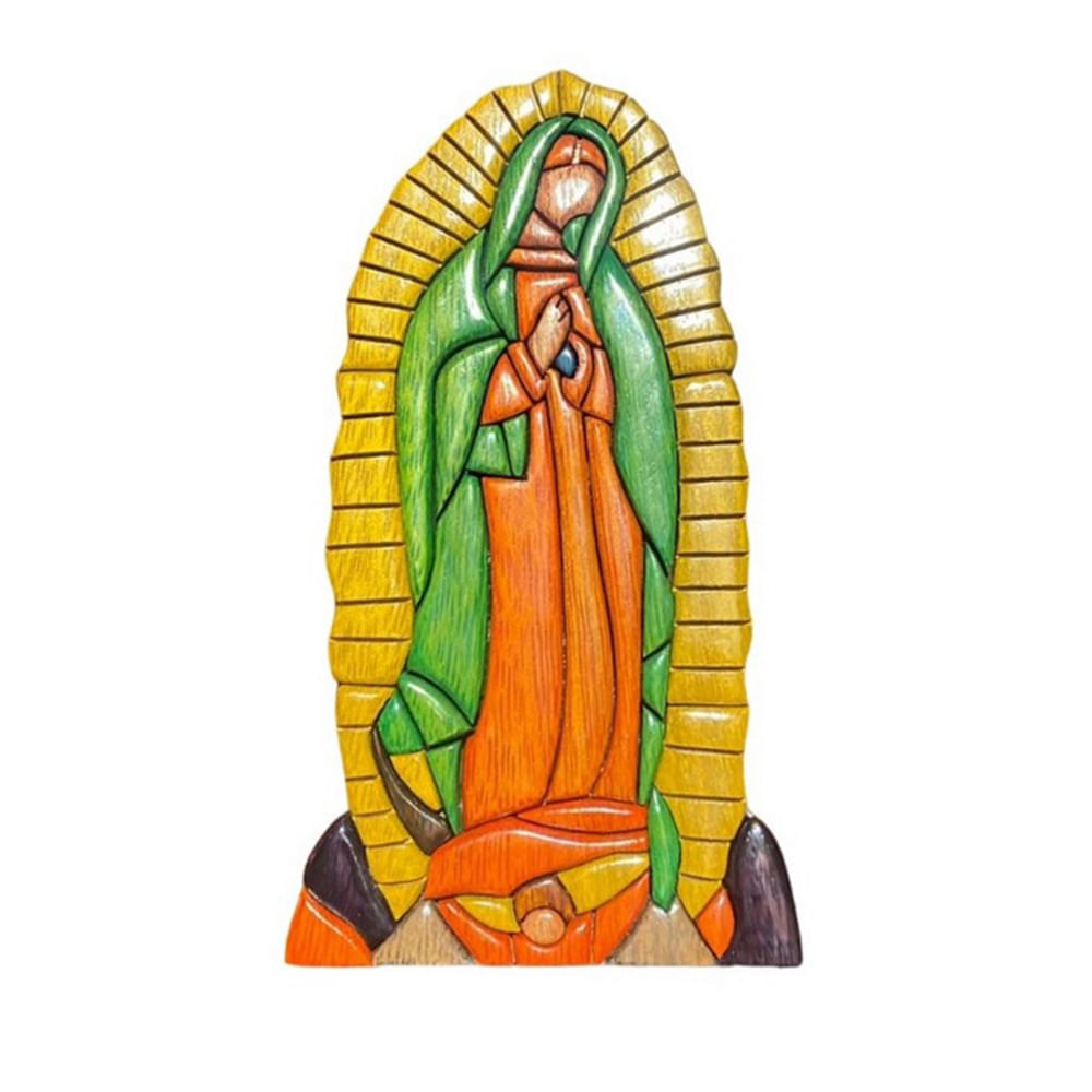 Artesanía Adorno de Madera Virgen de Guadalupe ECO FRIENDLY Doble Cara