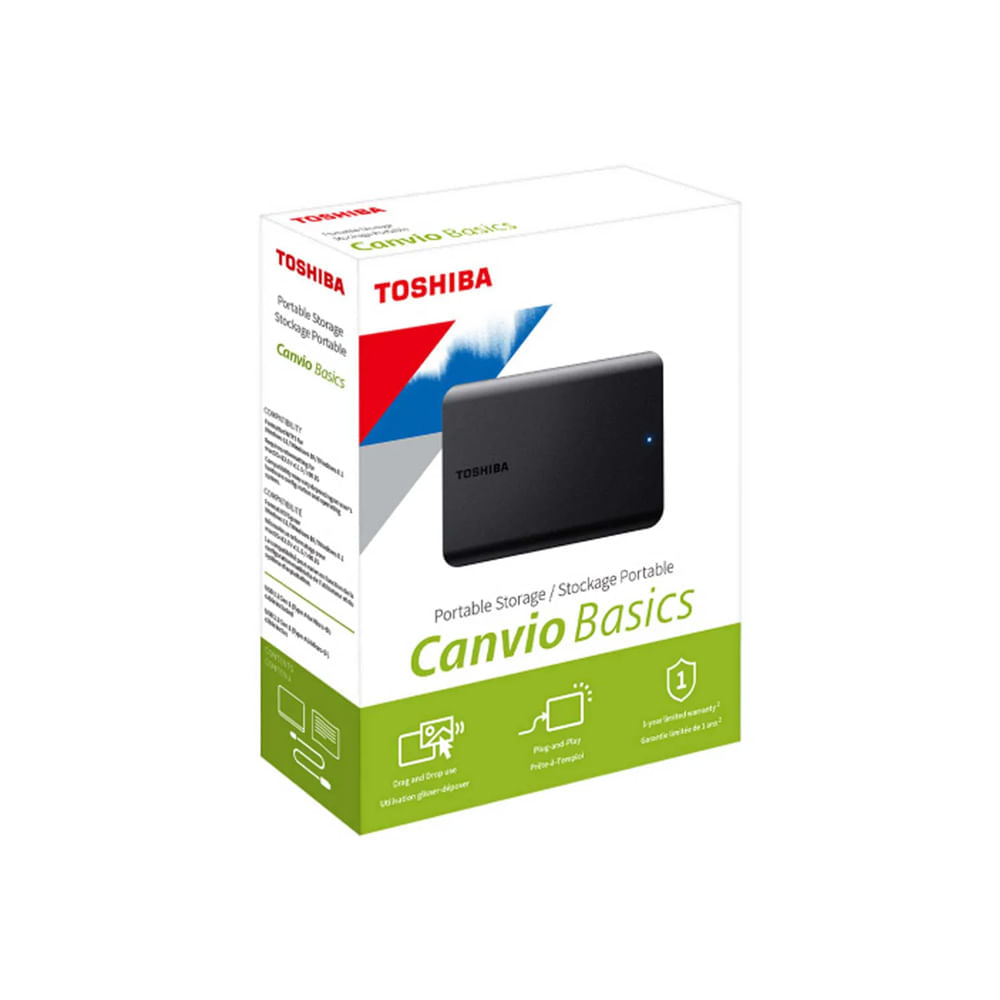 Disco Duro Pórtatil Toshiba Canvio Basics - 2.5"" Externo - 1TB - Negro mate - USB 3.0