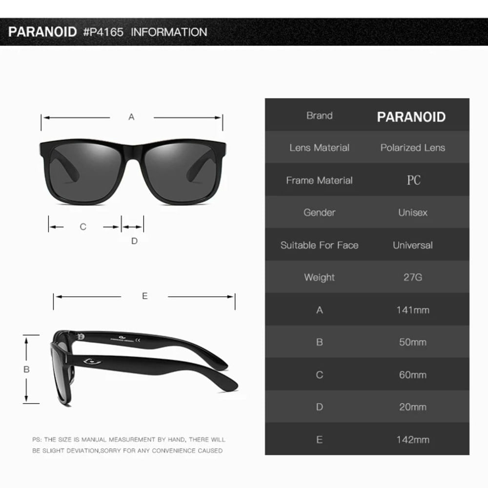 Lentes de sol Paranoid – Grand - Polarizados UV400 - Negro