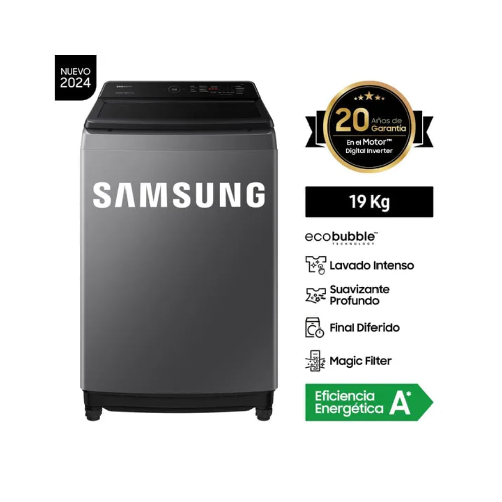 Lavadora Samsung Ecobubble™ 19Kg Plateada Wa19Cg6441Bdpe