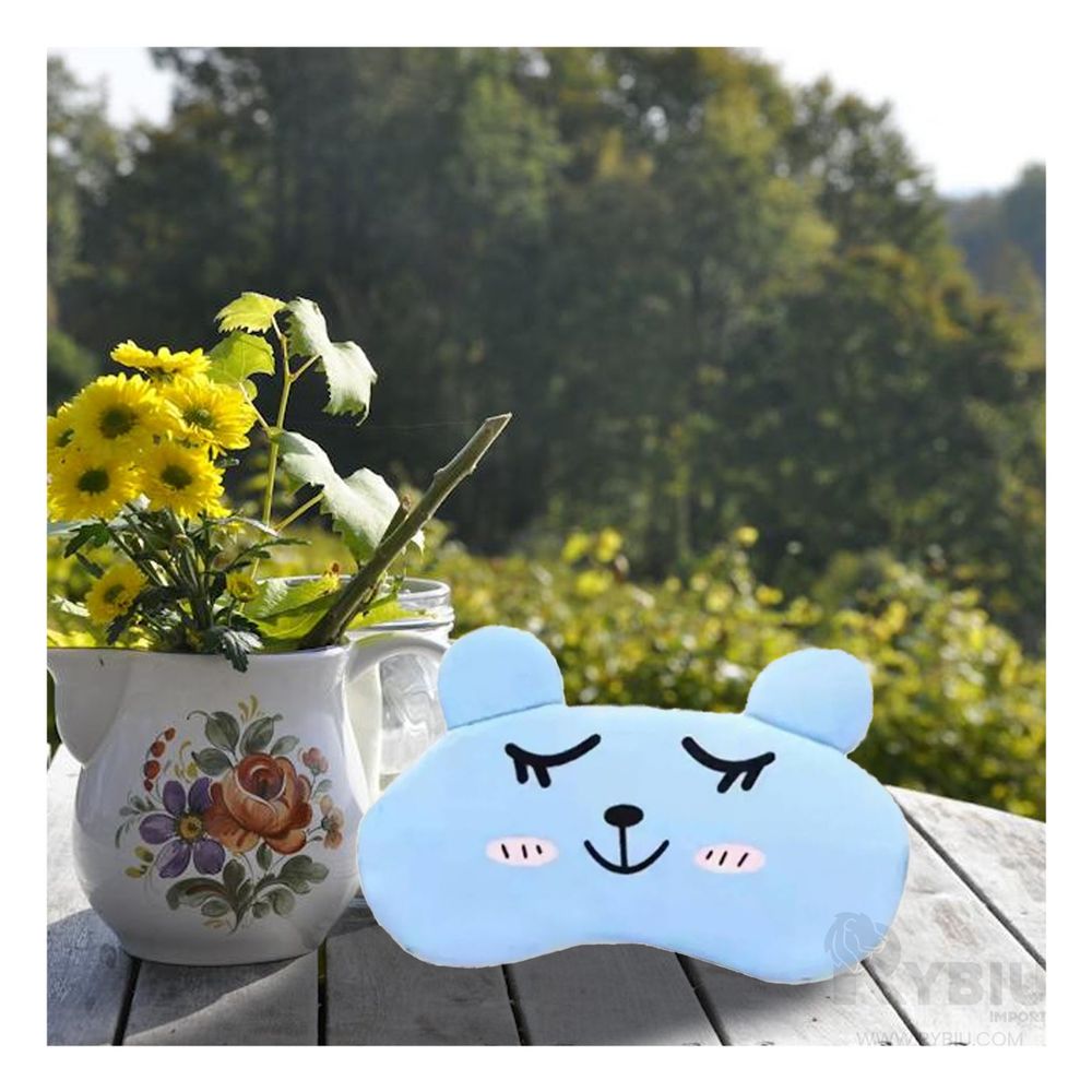 Antifaz de Algodón con Gel con Diseño de Ojos Celeste